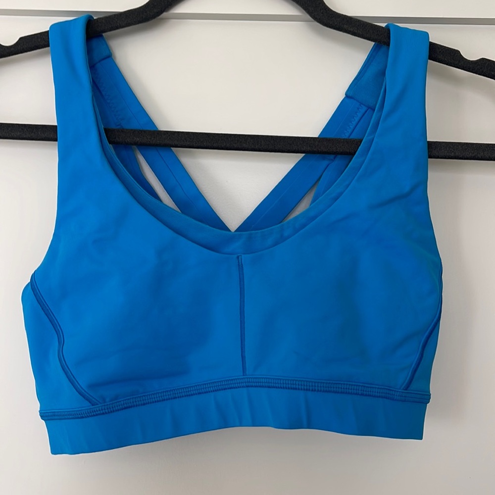 Bright blue lulu lemon sports bra!